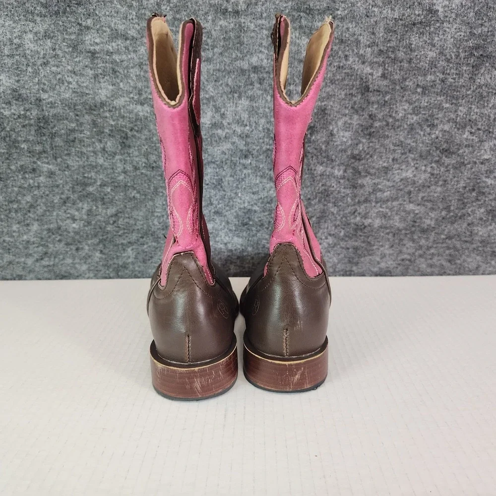 Roper Boots Kids Girls Size‎ 3 Brown Pink Faux Leather Cowboy Western